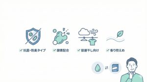 臭い対策に向いている洗剤・柔軟剤の特徴の見出し画像