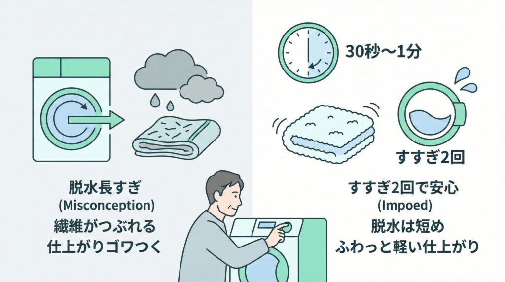 すすぎと脱水のちょっとした調整で大きな差が出るの図解