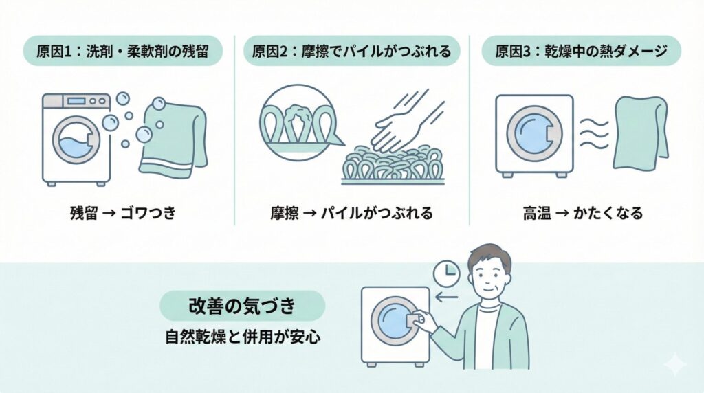 タオルが硬くなる理由をやさしく理解するの見出し画像