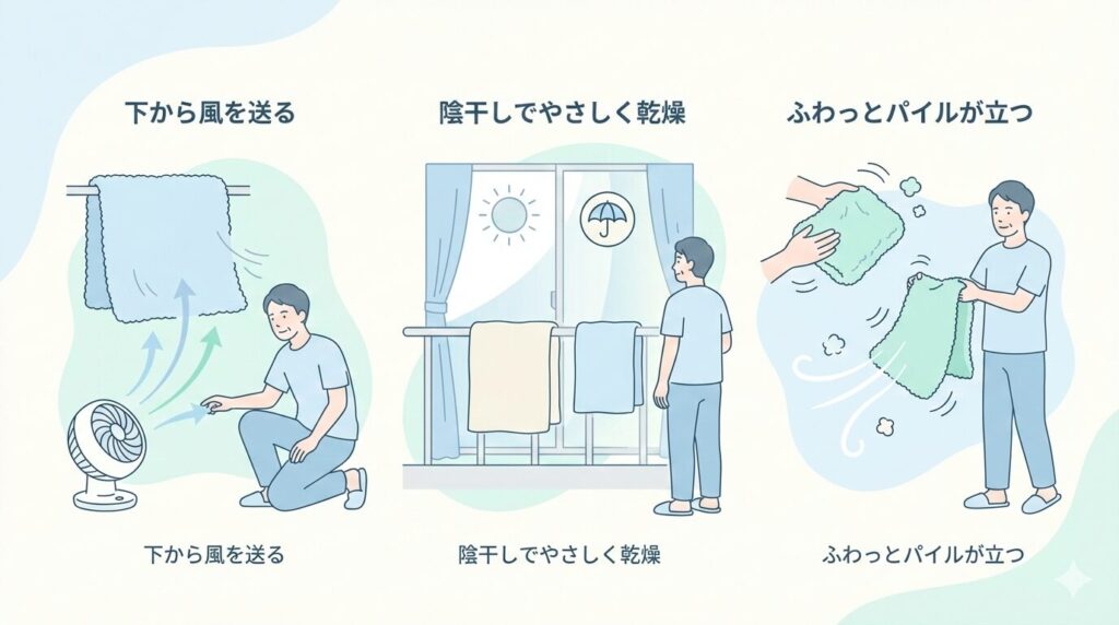 タオルの乾かし方でも仕上がりは変わるの見出し画像