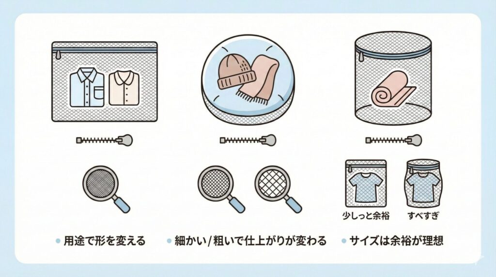 洗濯ネットの選び方｜用途に合わせて選ぶのがポイントの見出し画像