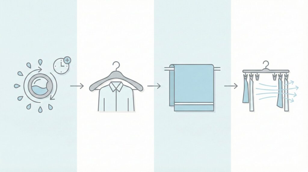 効率的な干し方の流れ｜夜干しでも朝までに乾かすためにの見出し画像