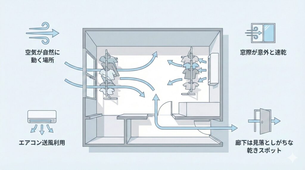 最適な場所選び｜1Kだからこそ風が動くスポットを探すの見出し画像