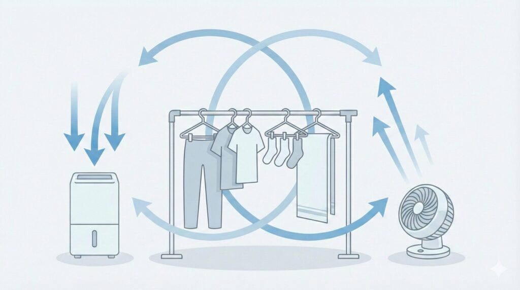 湿度を下げる家電の組み合わせで乾燥速度アップの見出し画像