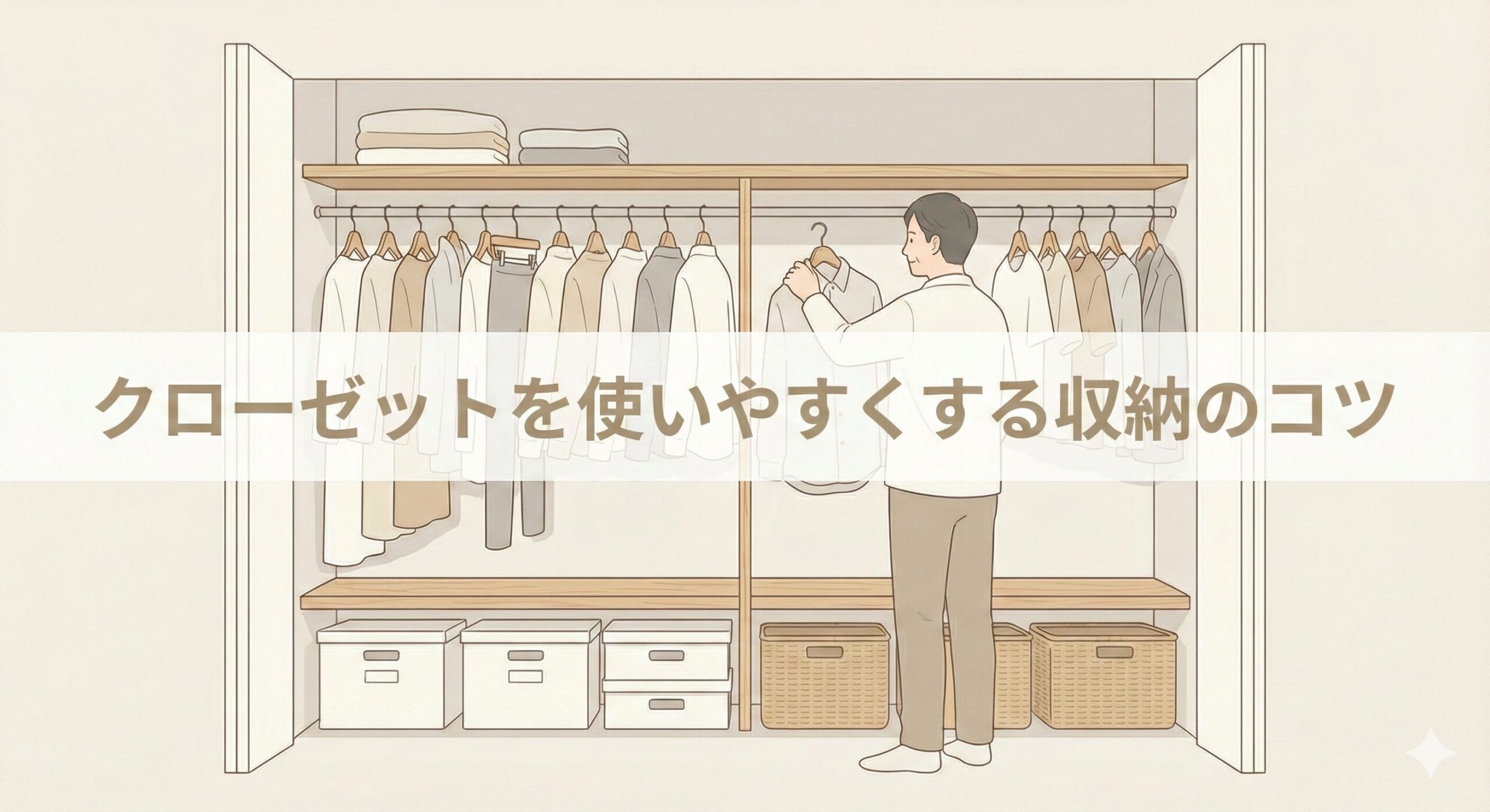 クローゼットを使いやすくする収納のコツ｜片付けが続く仕組みづくりのアイキャッチ画像