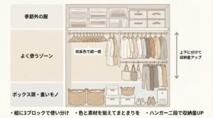 小さなクローゼットでもスッキリ見せるコツの画像