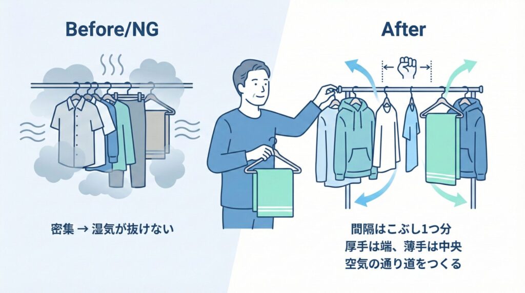 習慣3. 干す位置と間隔にこだわるの見出し画像