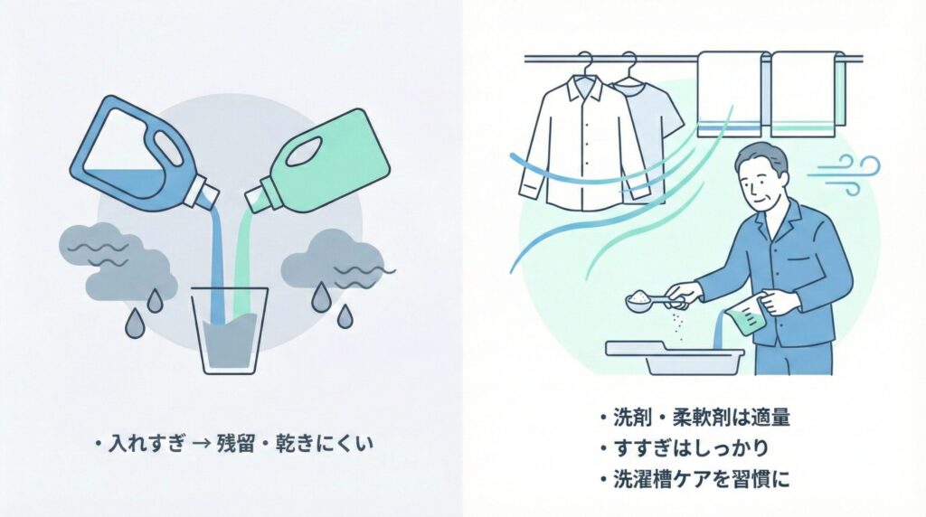 習慣5. 洗剤・柔軟剤は適量を守るのが基本の見出し画像