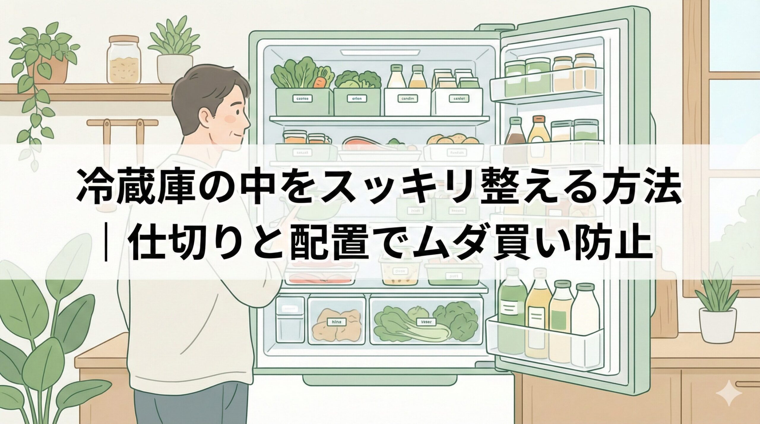 冷蔵庫の中をスッキリ整える方法｜仕切りと配置でムダ買い防止アイキャッチ画像
