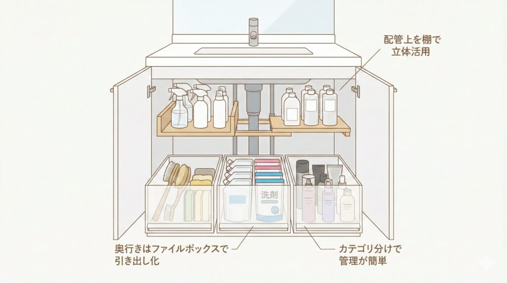 狭い暗い使いにくいを解消する立体的な収納アイデアの見出し画像