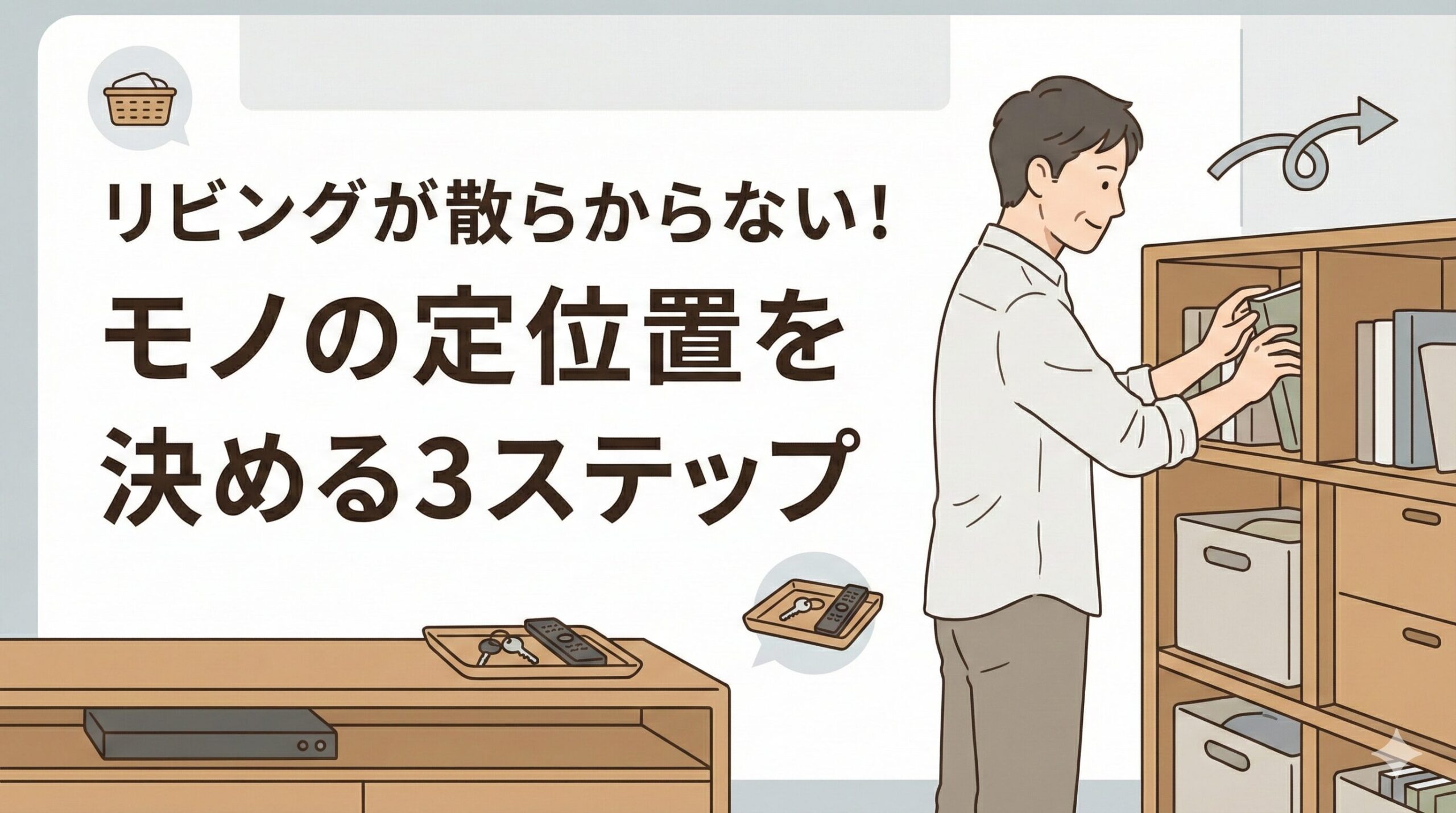 リビングが散らからない！モノの定位置を決める3ステップのアイキャッチ画像