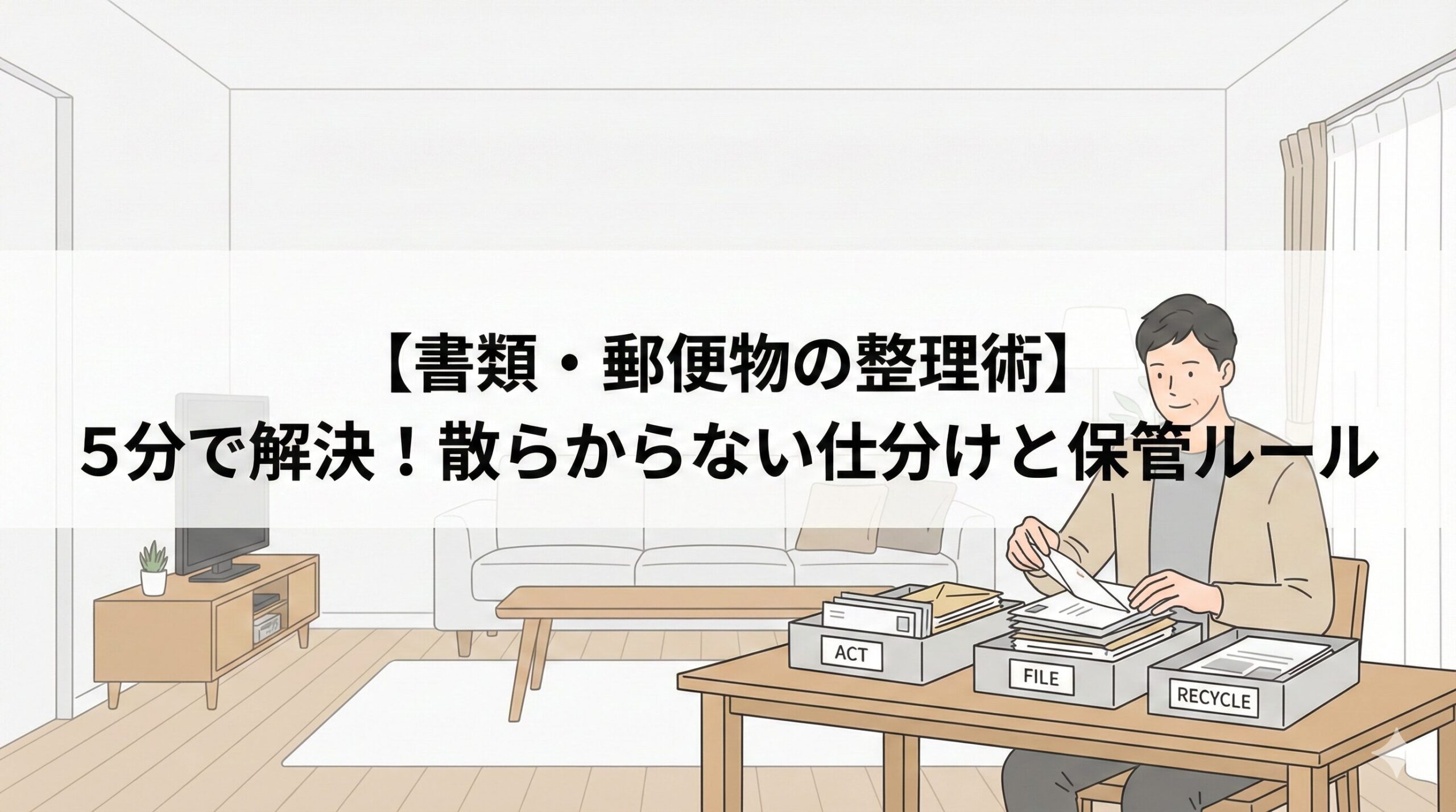 【書類・郵便物の整理術】5分で解決！散らからない仕分けと保管ルールのアイキャッチ画像