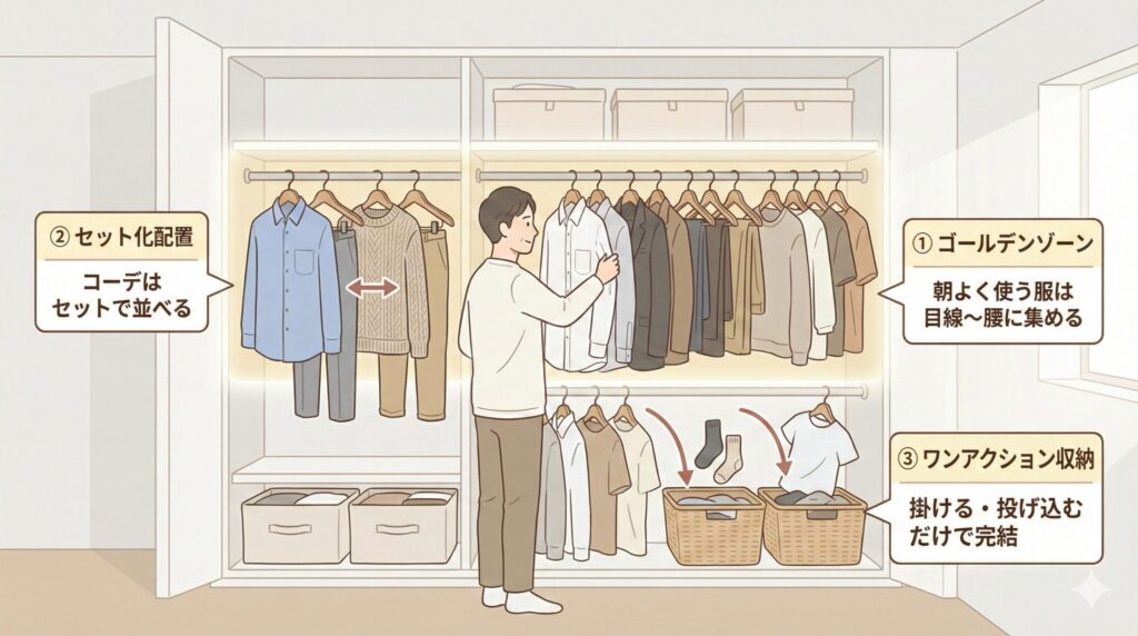 【結論】朝の準備がラクになる3つの配置ルールの見出し画像