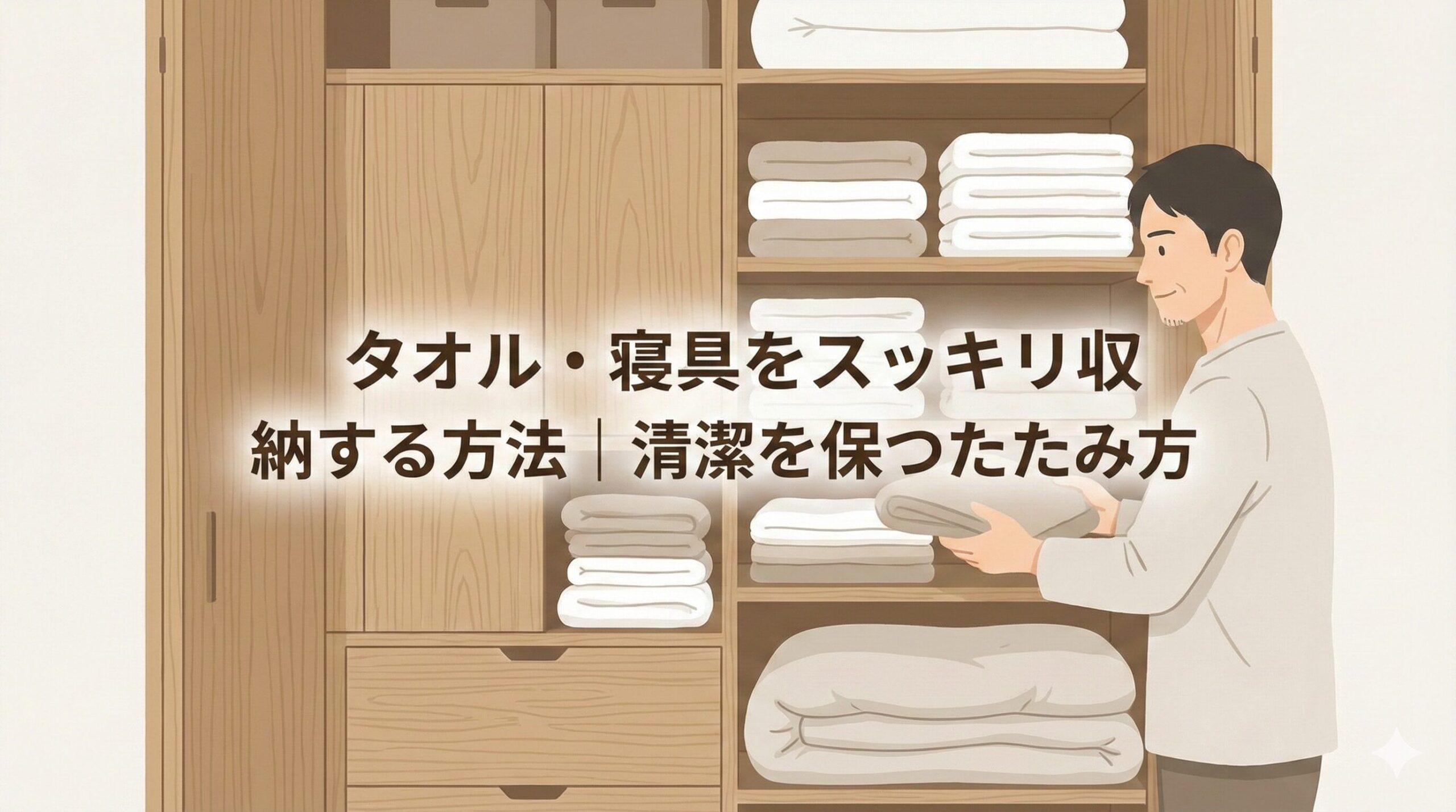 タオル・寝具をスッキリ収納する方法｜清潔を保つたたみ方のアイキャッチ画像