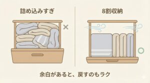 詰め込まず8割収納で通気を確保の図解
