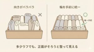  輪（わ）を見せて並べるの図解