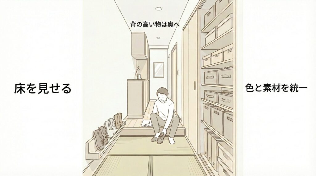 玄関が劇的にスッキリ！「見せる」と「隠す」の収納基本ルールの見出し画像