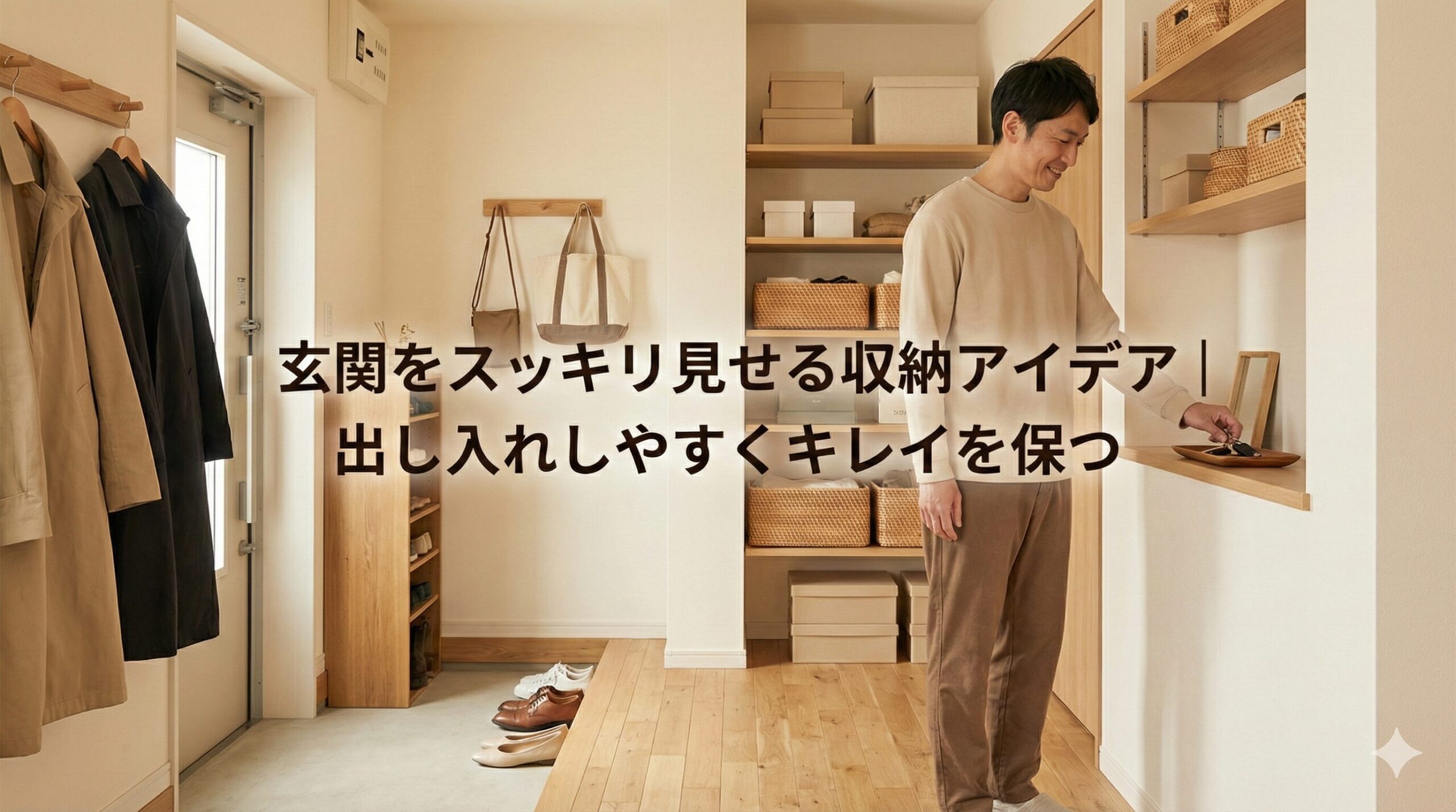 玄関をスッキリ見せる収納アイデア｜出し入れしやすくキレイを保つのアイキャッチ画像