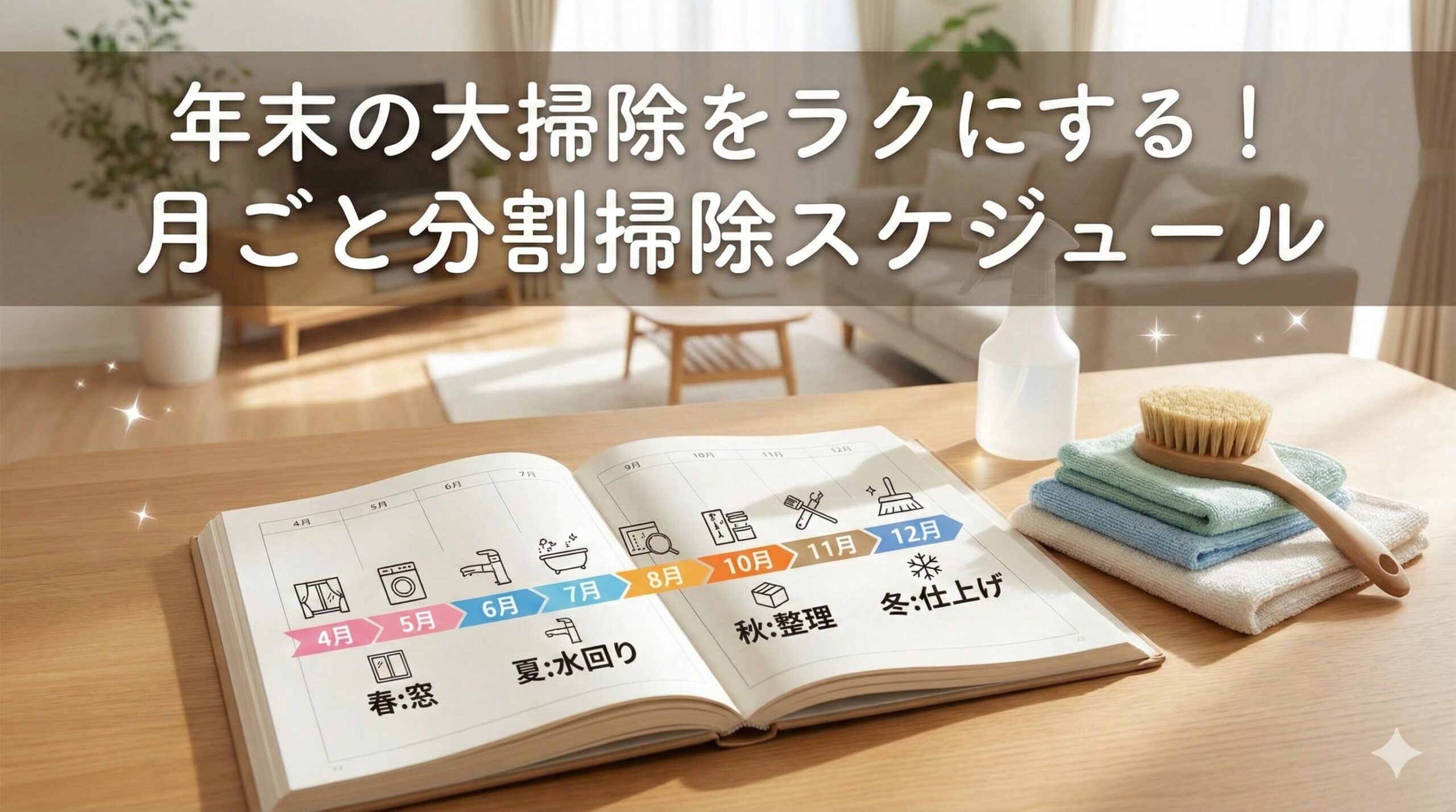 年末の大掃除をラクにする！月ごと分割掃除スケジュールのアイキャッチ画像