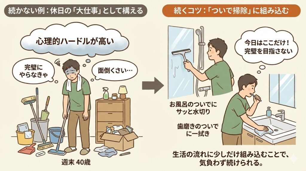 忙しくても続く分割掃除を習慣化するコツの見出し画像