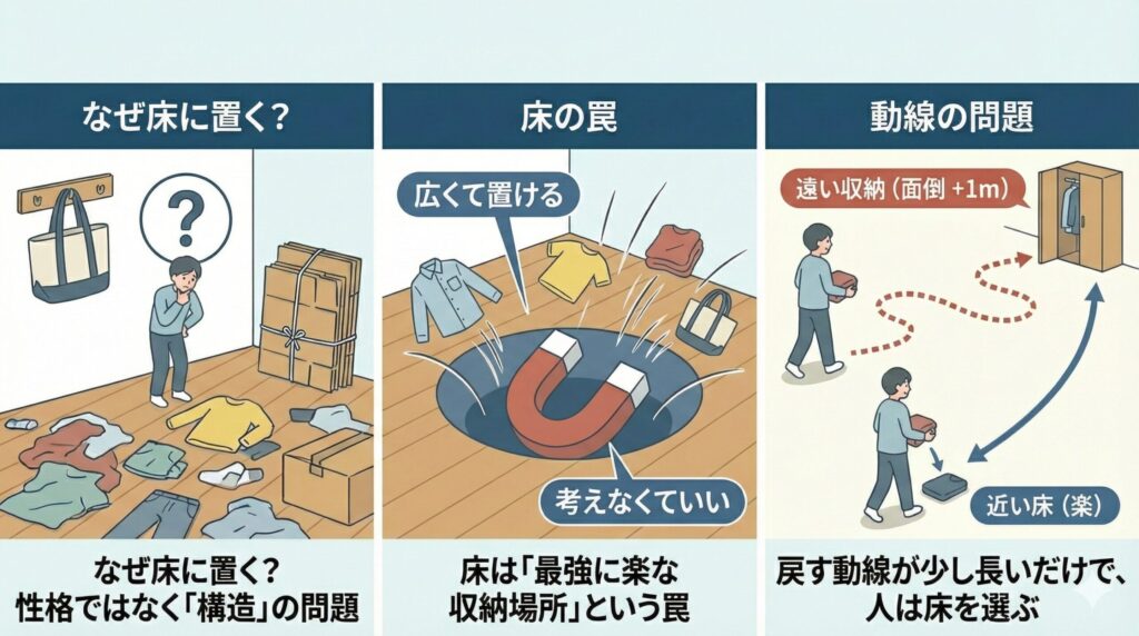 なぜ、あなたの部屋の床は埋まってしまうのか？の見出し画像