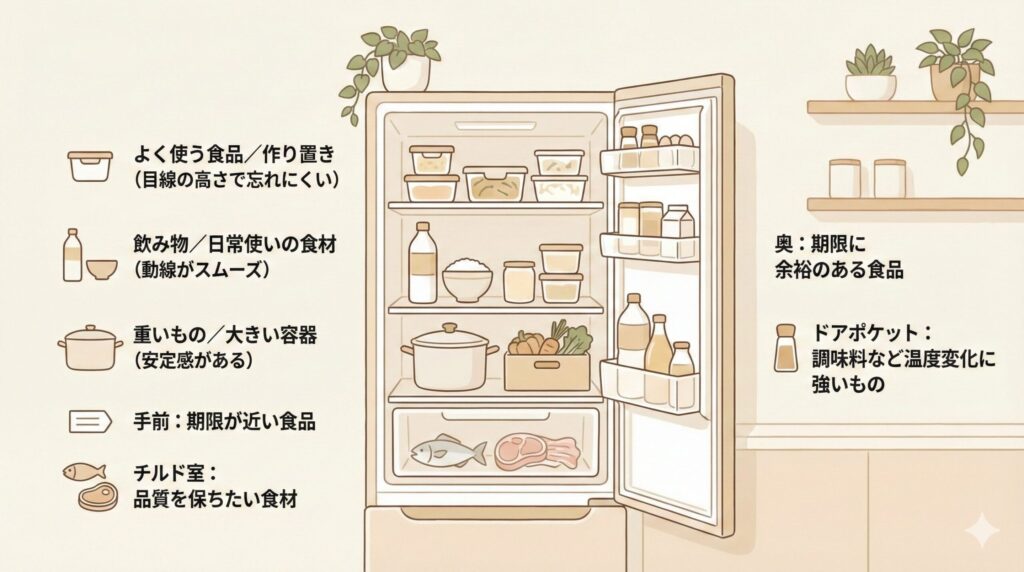 冷蔵庫を整える方法｜まずどこに何を入れるかを決めるのが成功のコツの見出し画像