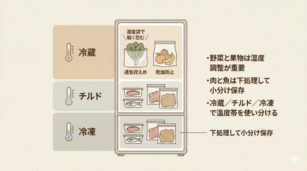  食材別の整理整頓と保存のポイントの見出し画像